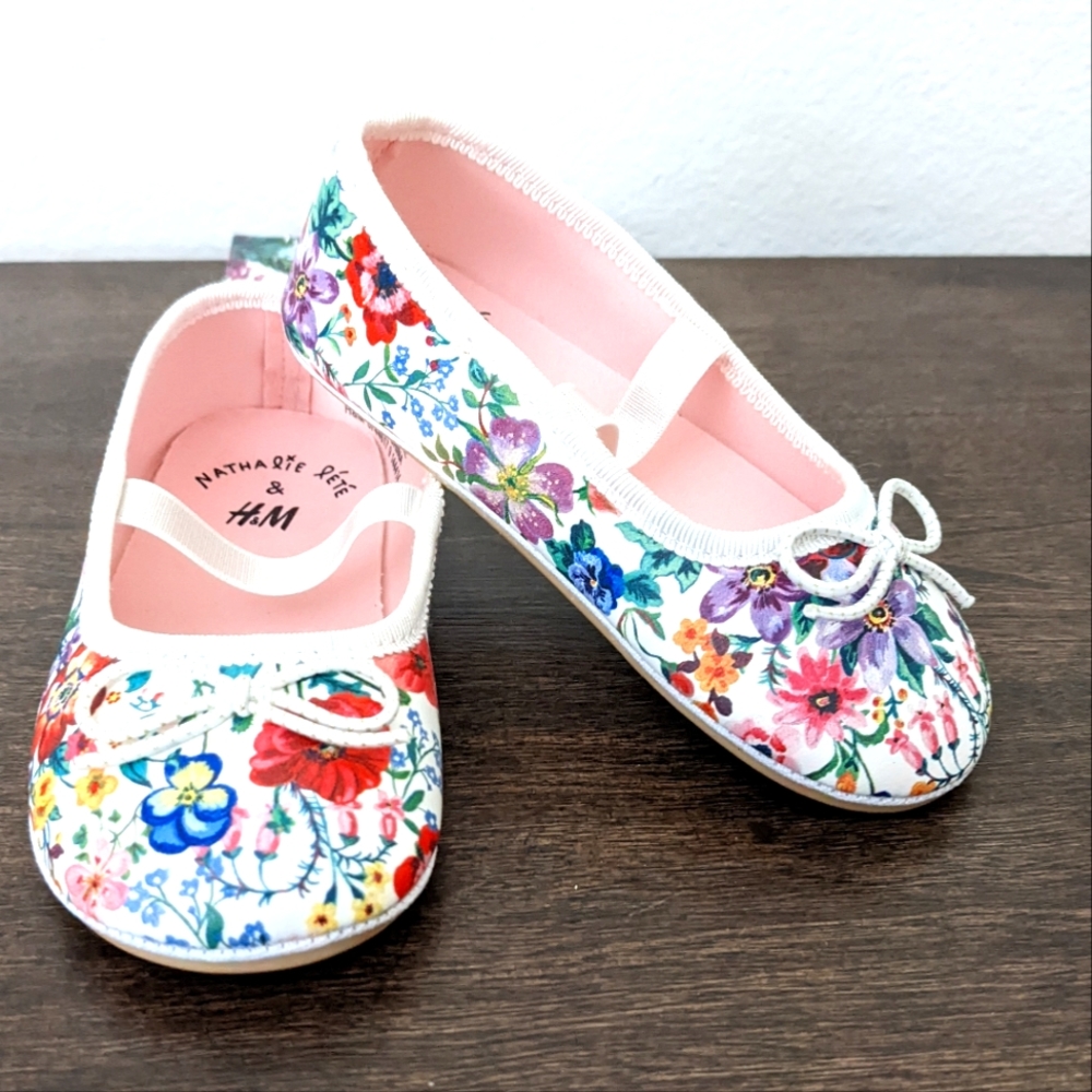 NATHALIE LETE for H&M, Floral Ballet Flats, Size 6.